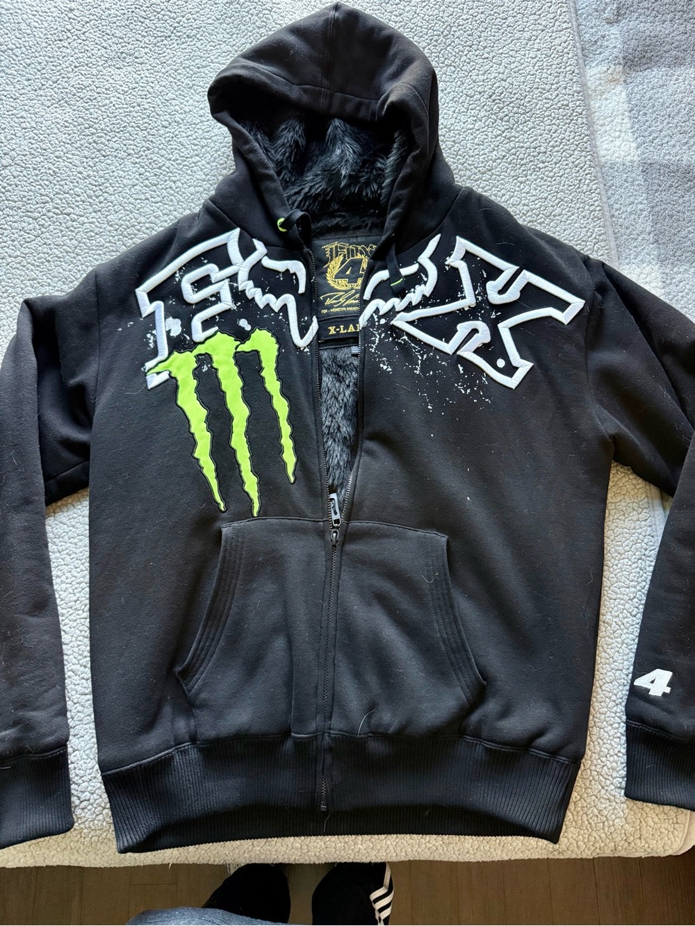 Monster Energy /Fox Racing limited edition Ricky Carmichael Fur-Lined Zip Hoodie